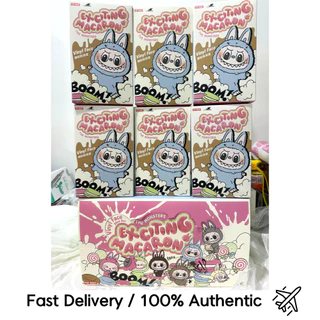 100 % Autêntico POPMART LABUBU Os Monstros Emocionante Macaron Blind 1 Caixa Bonecos De Pelúcia