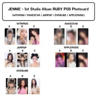 JENNIE - 1st Studio Album RUBY Withmuu Makestar Everline Jumpup Applemusic POB Photocard