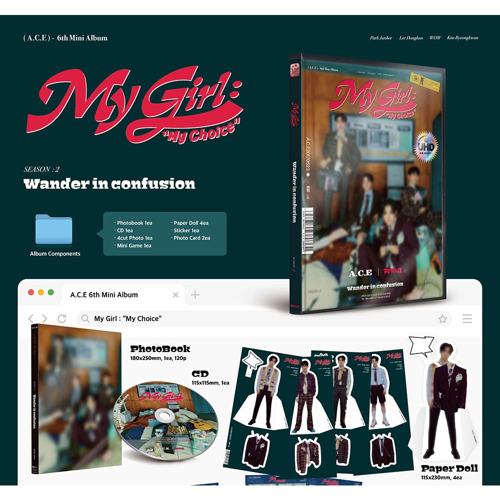 Dreamus A.C.E Ace - 6th Mini Album 'My Girl : My Choice' (CD+Photobook+Photocards+Poster) - My Girl Season 1 Ver.