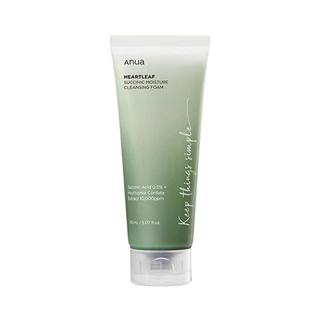 anua heartleaf succinic moisture cleansing foam 150ml