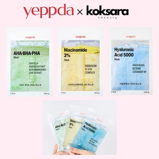 yeppda collection of masks 3type 27ml(Niacinamide 3% Mask/Hyaluronic acid 5000 Mask/AHA+ BHA+ PHA  Mask ) em Oferta na Shopee