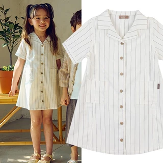 ToTo Heros Crianças Bebê Criança Meninas Listrado Botão Gola Vestido Camisa De Verão 2-10a