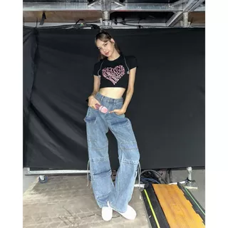 Calça BLACKPINK Lisa , Jeans De Designer Coreano : Cargo De Ajuste Perfeito