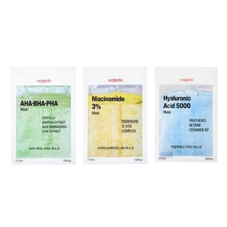 yeppda collection of masks 3type 27ml(Niacinamide 3% Mask/Hyaluronic acid 5000 Mask/AHA+ BHA+ PHA Mask )