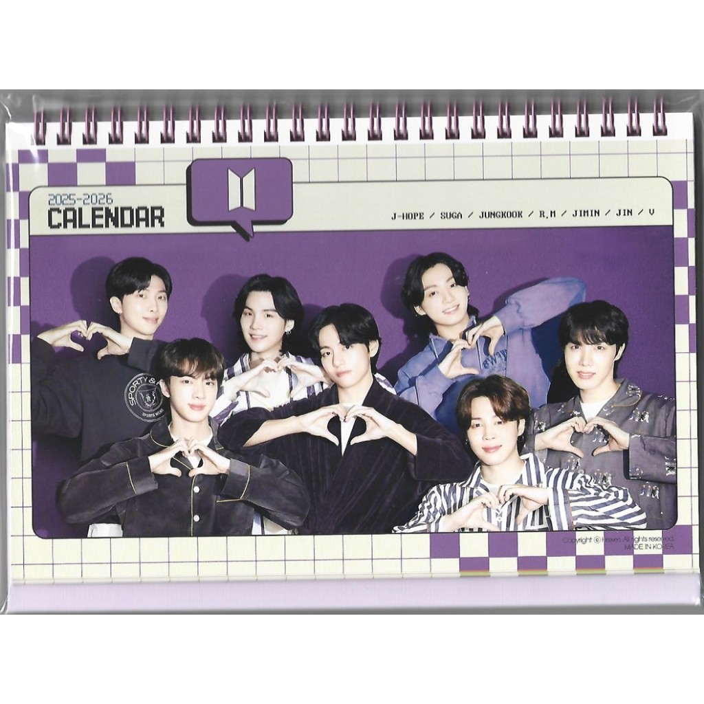 Calendário Fotográfico BTS 2025 E 2026 KPOP 2024.09 Shopee Brasil