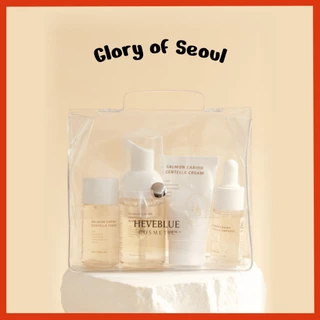 [Heve Blue] Salmon Caring Centella Special Travel Kit Bag (Cleanser / Cream / Ampoule / Toner)