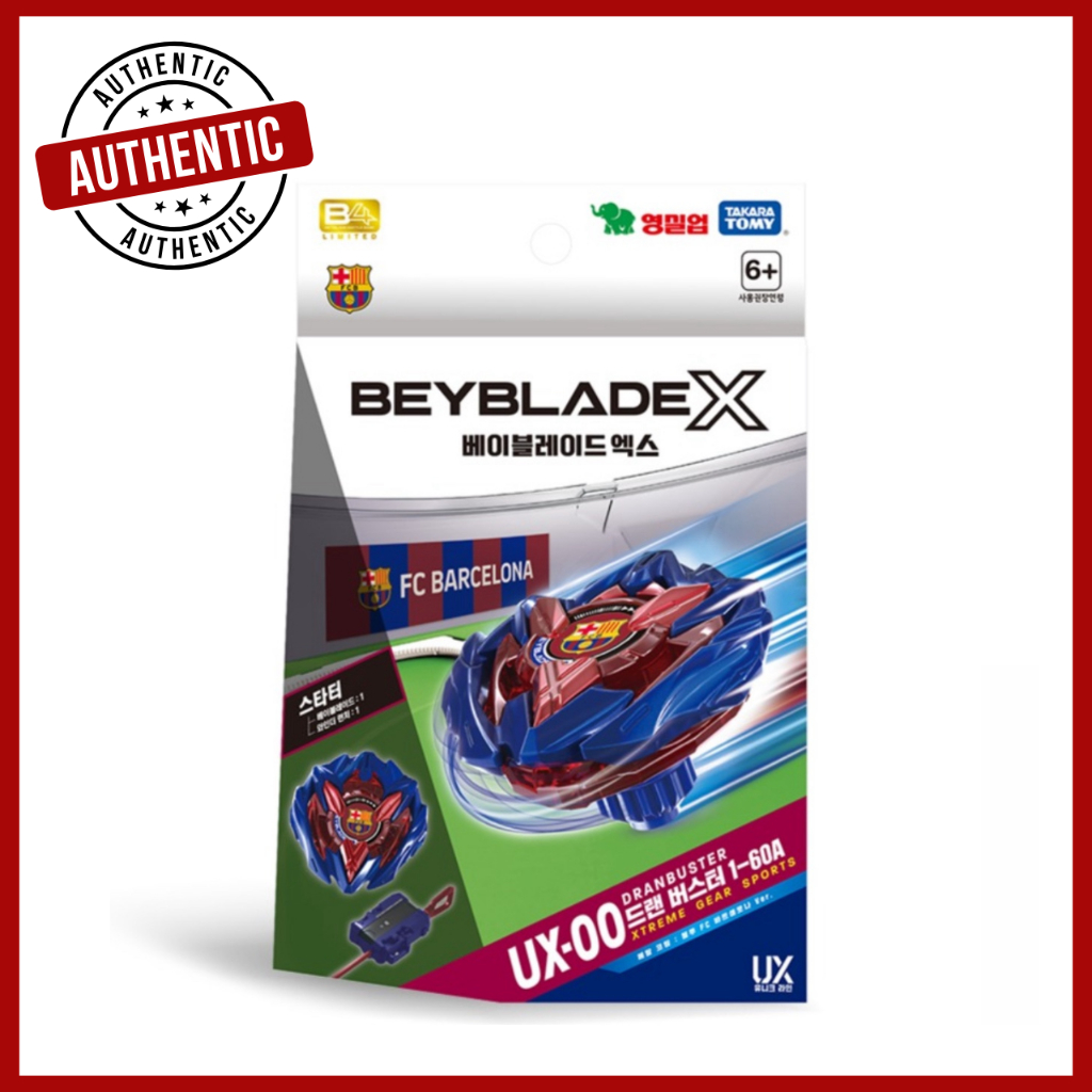 スポーツトイ・アクショントイ BEYBLADE X UX-00 DRANBUSTER FC BARCELONA Beyblade X UX-00 Dren Buster 1-60A – Revestimento De Metal Azul