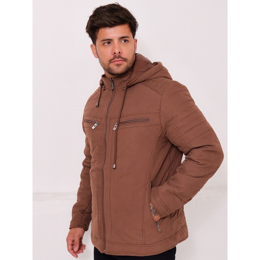 Jaqueta Sarja Masculina Dupla Face Casual Quentinha Capuz