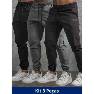 Kit 3 Calça Jogger Tactel Void com Elastano para Treino Esportiva Masculina
