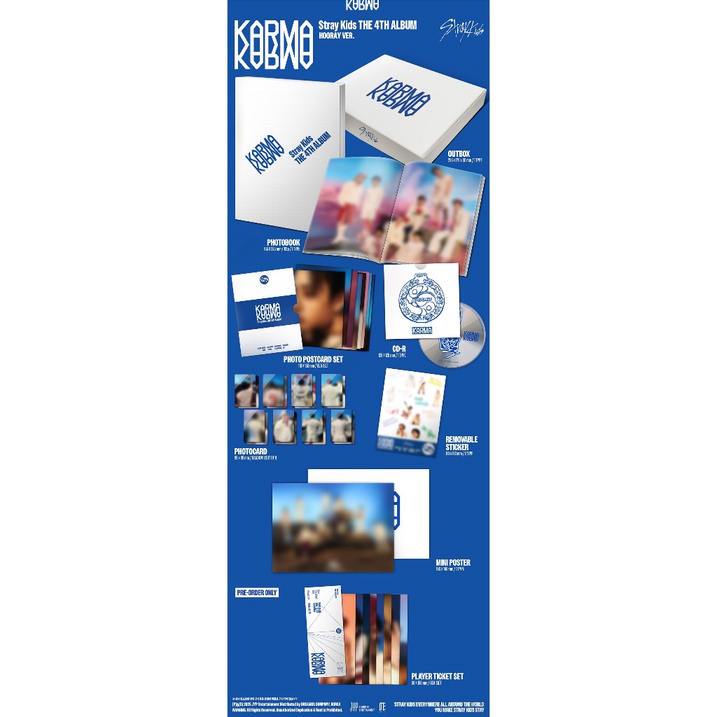 stray kids KARMA 封入トレカ HOORAY コンプ　OT8 STRAY KIDS - KARMA (CEREMONY VER. / HOORAY VER. ) | Shopee Brasil
