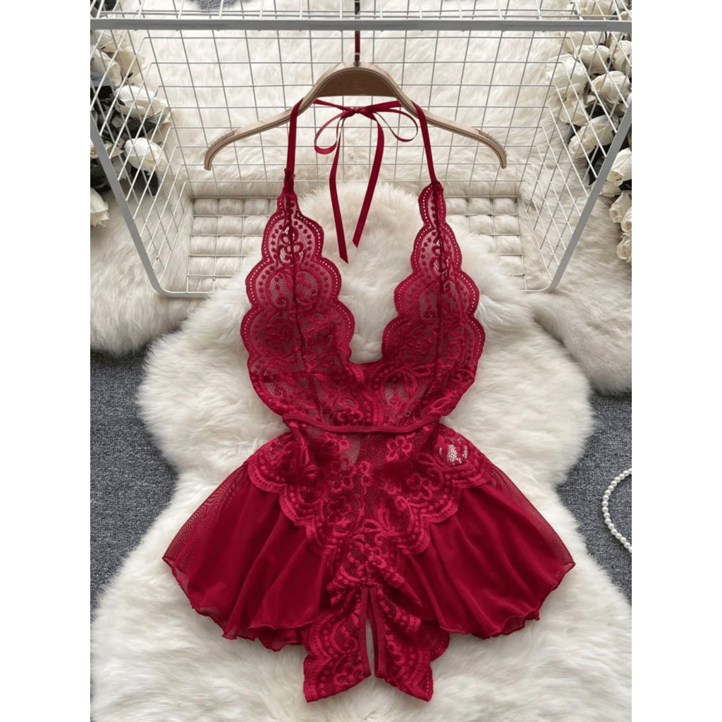 Camisola Body Sensual Renda e Tule Sainha Princess