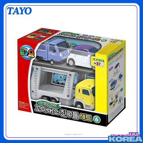 Jouets Mini Bus Tayo & Friends - Set 6 Mini Voitures - Personnages Citu, Nuri, Toto... - 3 Ans+