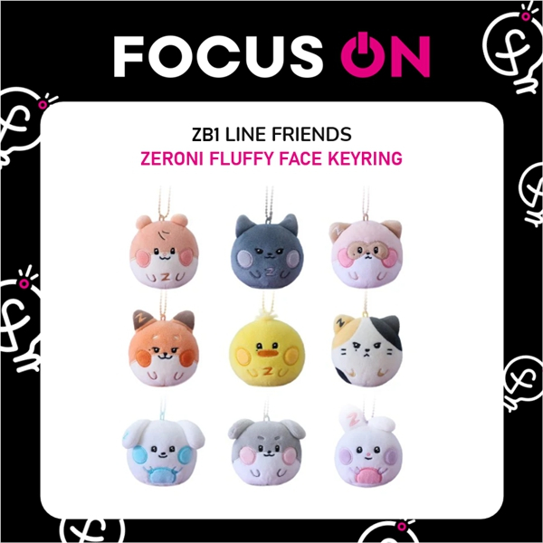 ZEROBASEONE ZB1 LINE FRIENDS ZERONI PLUSH KEYRING, FLUFFY FACE