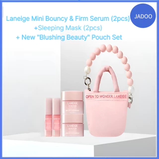 Laneige Mini Bouncy & Firm Serum (2 Unidades) + Máscara Para Dormir Novo Conjunto De Bolsas " Blushing Beauty "