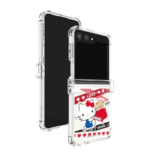 Sanrio-Love Line Capa De Dobradiça Transparente Para z flip 6 5 4/kuromi hangyodon Licenciado