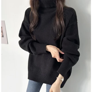 Bydanmi MADE Suéter Feminino Com Gola Alta E Malha