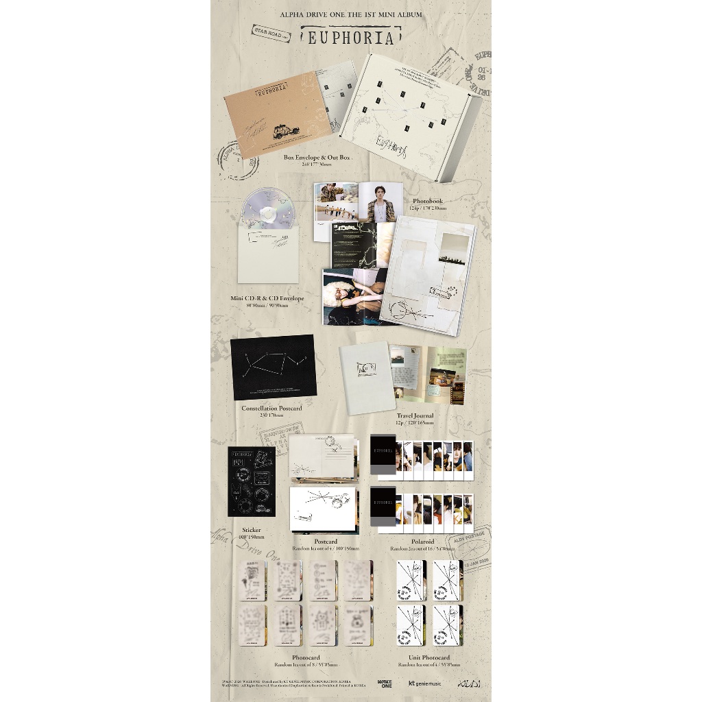 新品未開封10セットALD1 EUPHORIA STAR ROAD ver. POB] ALPHA DRIVE ONE (ALD1) [EUPHORIA] 1st Mini Album (STAR ROAD