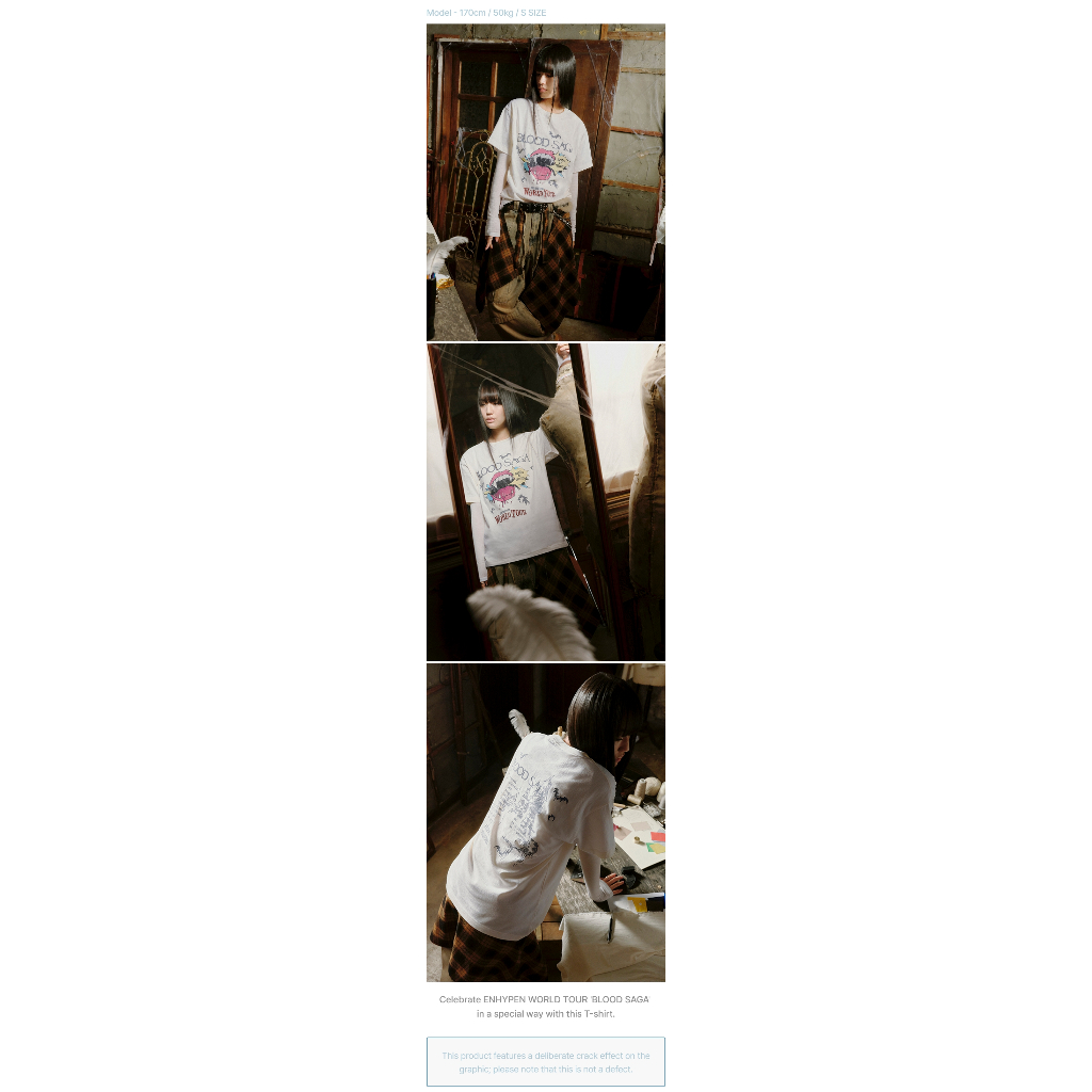 Ready Stock) ENHYPEN World Tour Blood SAGA S/S T-Shirt (Charcoal