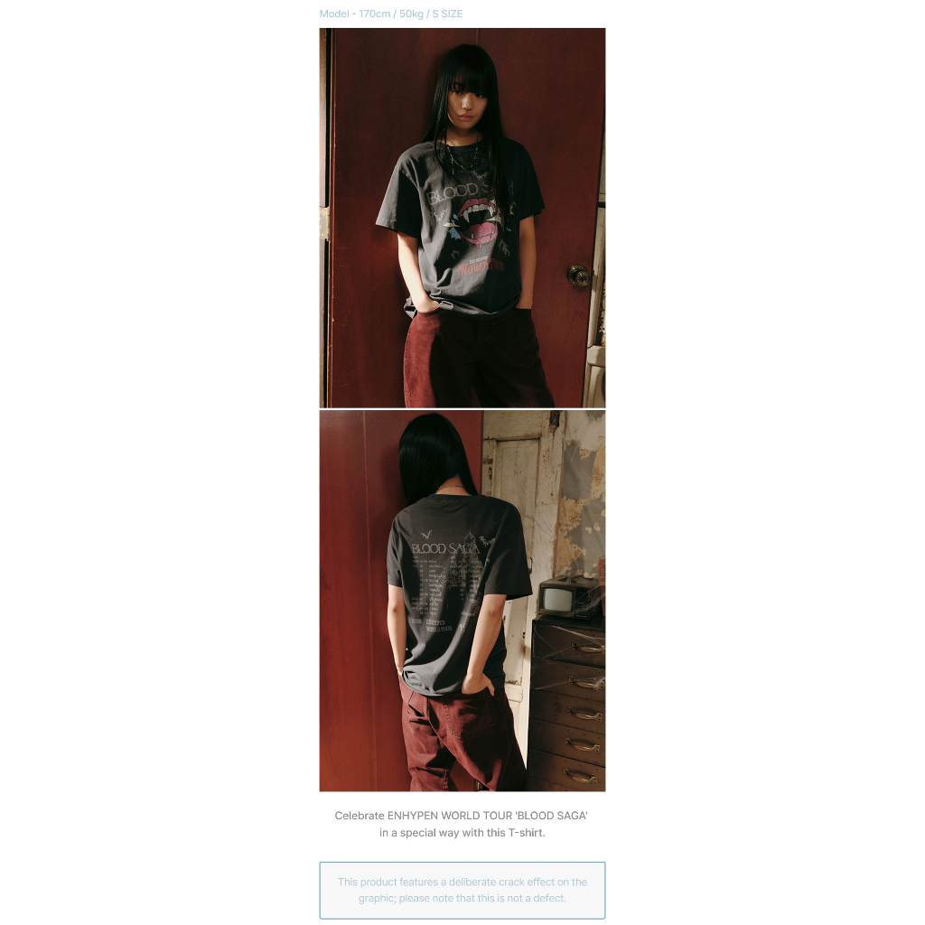 Ready Stock) ENHYPEN World Tour Blood SAGA S/S T-Shirt (Charcoal