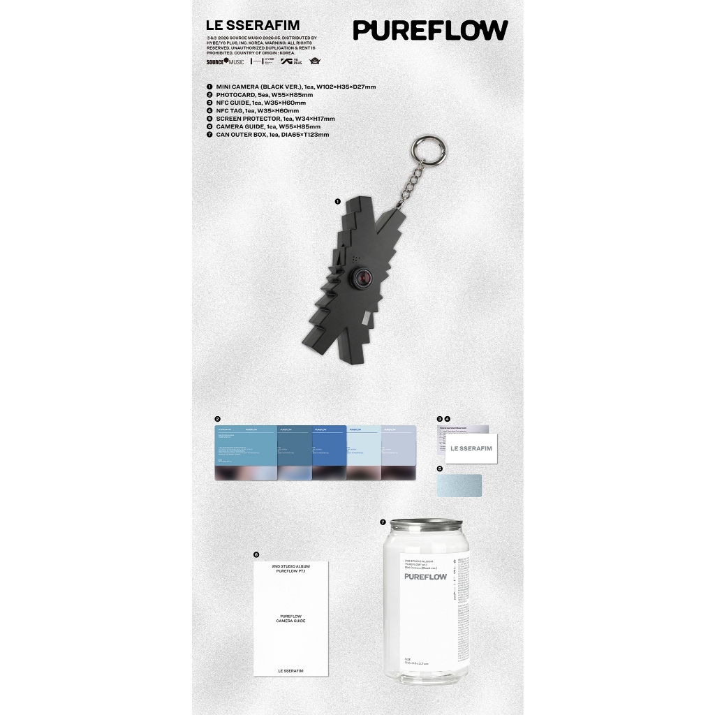 Mini Camera - Black / Blue ver.) LE SSERAFIM [PUREFLOW] pt.1 2nd