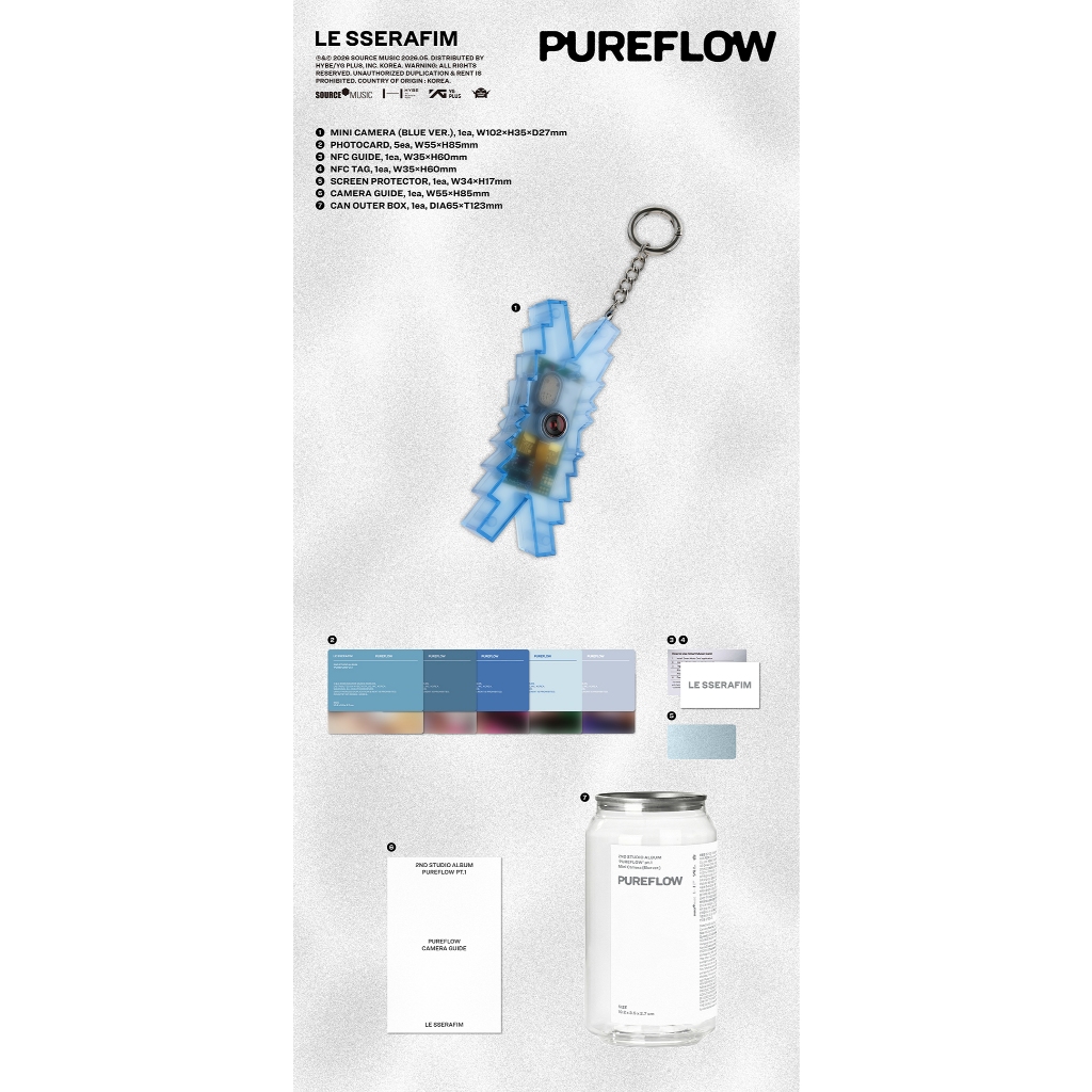 Mini Camera - Black / Blue ver.) LE SSERAFIM [PUREFLOW] pt.1 2nd