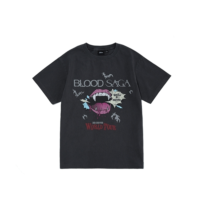 Ready Stock) ENHYPEN World Tour Blood SAGA S/S T-Shirt (Charcoal