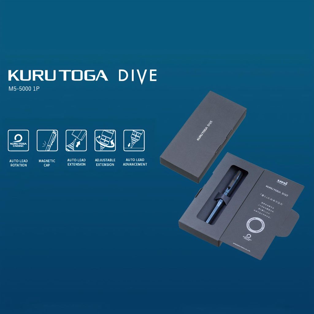 Uni Kuru Toga Dive 0.5mm/Lapiseira Automática/Ponta sempre afiada