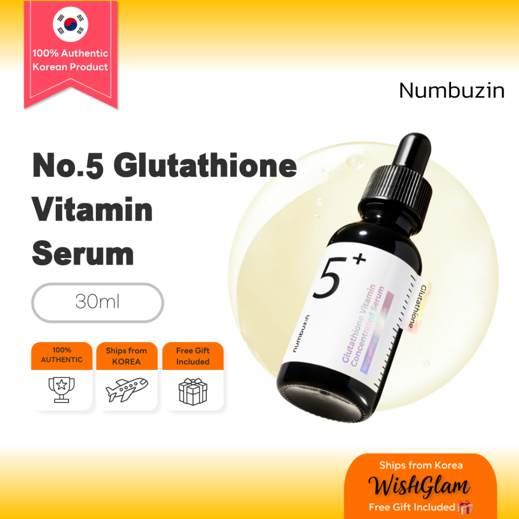 glutathione coreano NUMBUZIN No.5 Glutathione Vitamin Concentrated Serum 30ml | Sérum Facial  Concentrado com Vitaminas | Glutationa • Niacinamida • TXA • Textura Leve •  Skincare Coreano