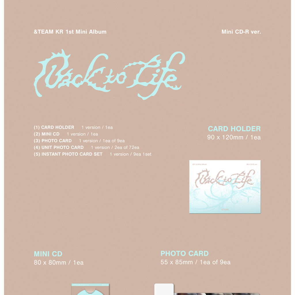 Back to life mini CD-R 開封済み 140セット Mini CD-R ver.) &TEAM [Back to Life] Photocard Box KR 1st Mini