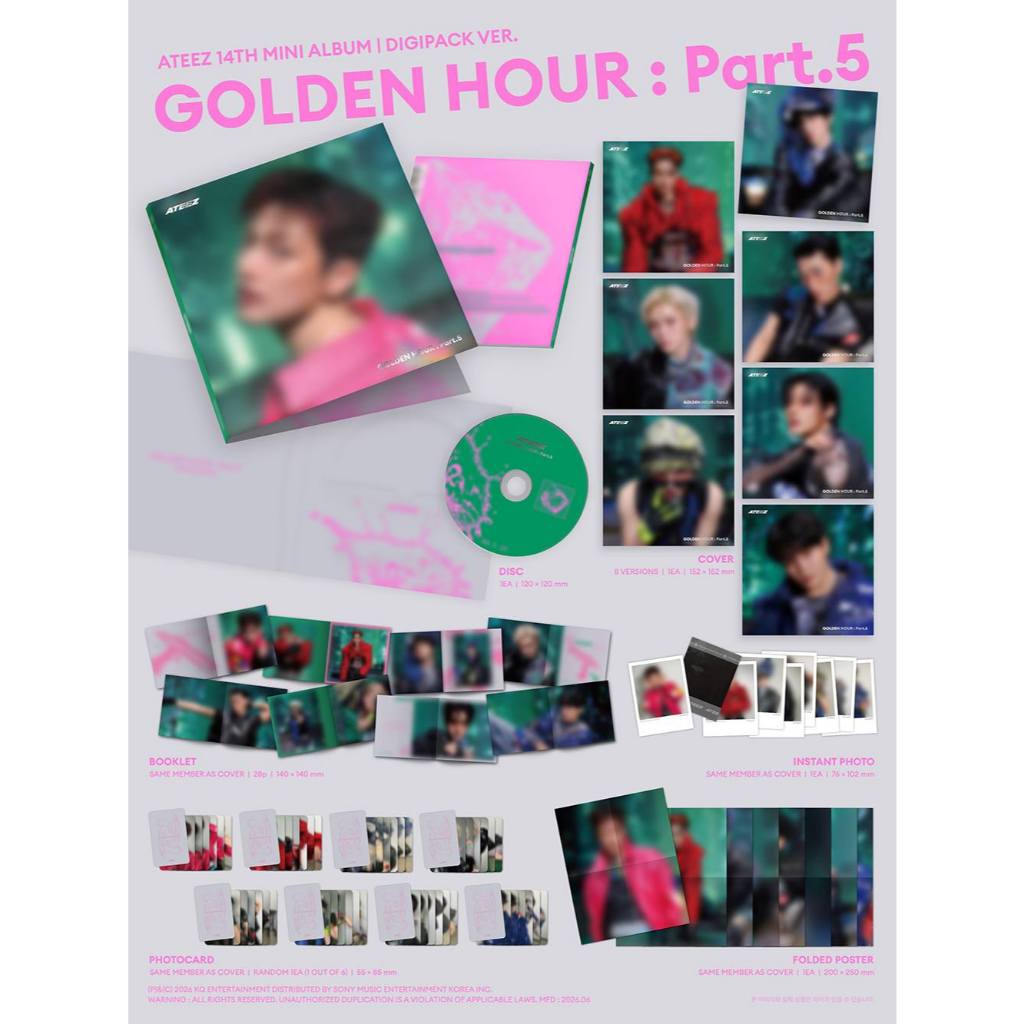 ATEEZ 14th Mini Album - GOLDEN HOUR : Part.5 (DIGIPACK VER