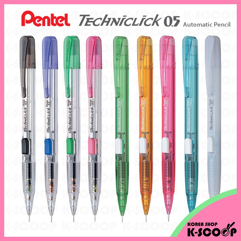 Lápis Automático Pentel Techniclick 0.5 Mm PD105-Clique Lateral