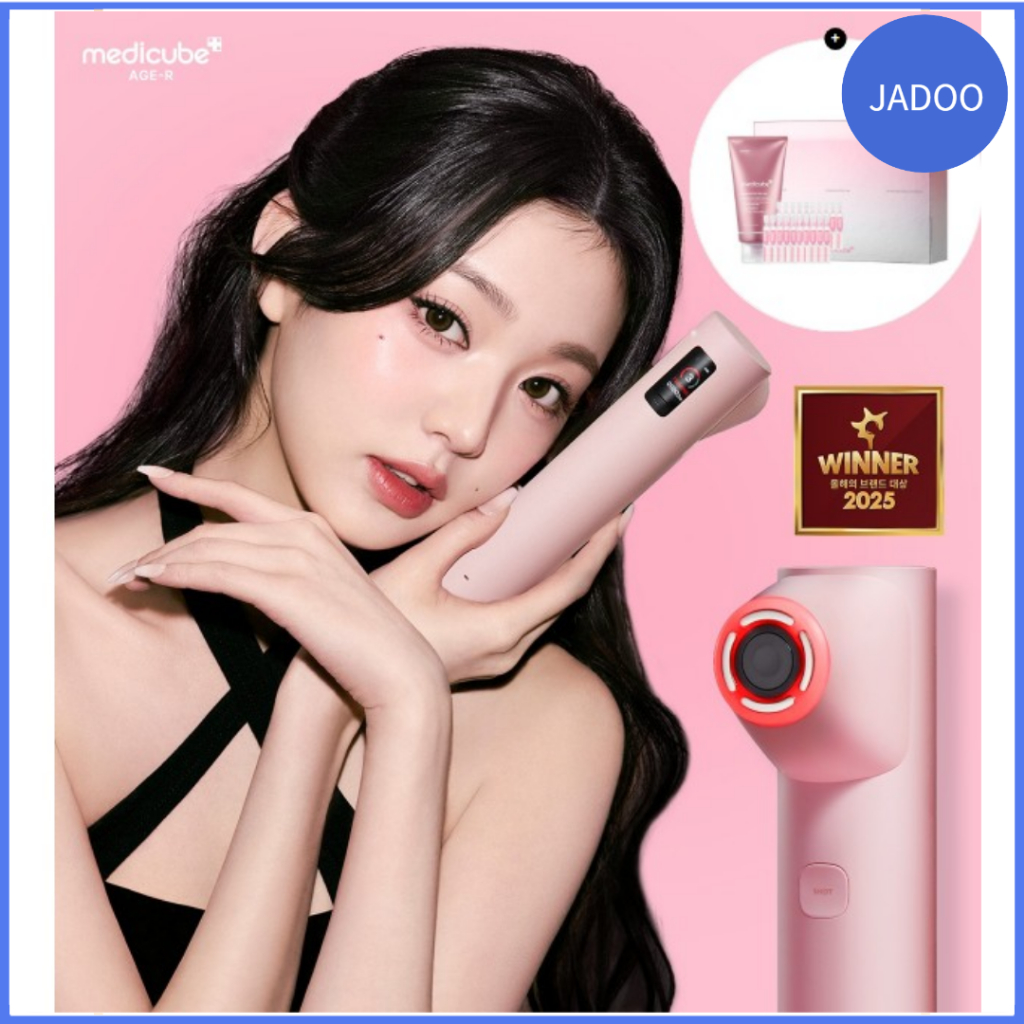 Novo) MEDICUBE AGE-R High Focus Shot PLUS (Rosa/Branco) + Gel