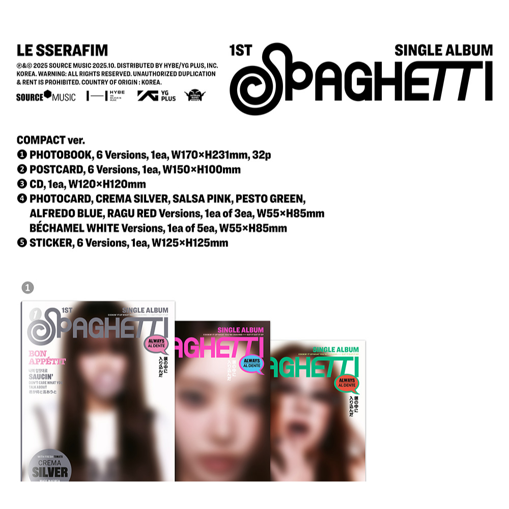 POB](COMPACT ver.) LE SSERAFIM [SPAGHETTI] 1st SINGLE ALBUM (24th
