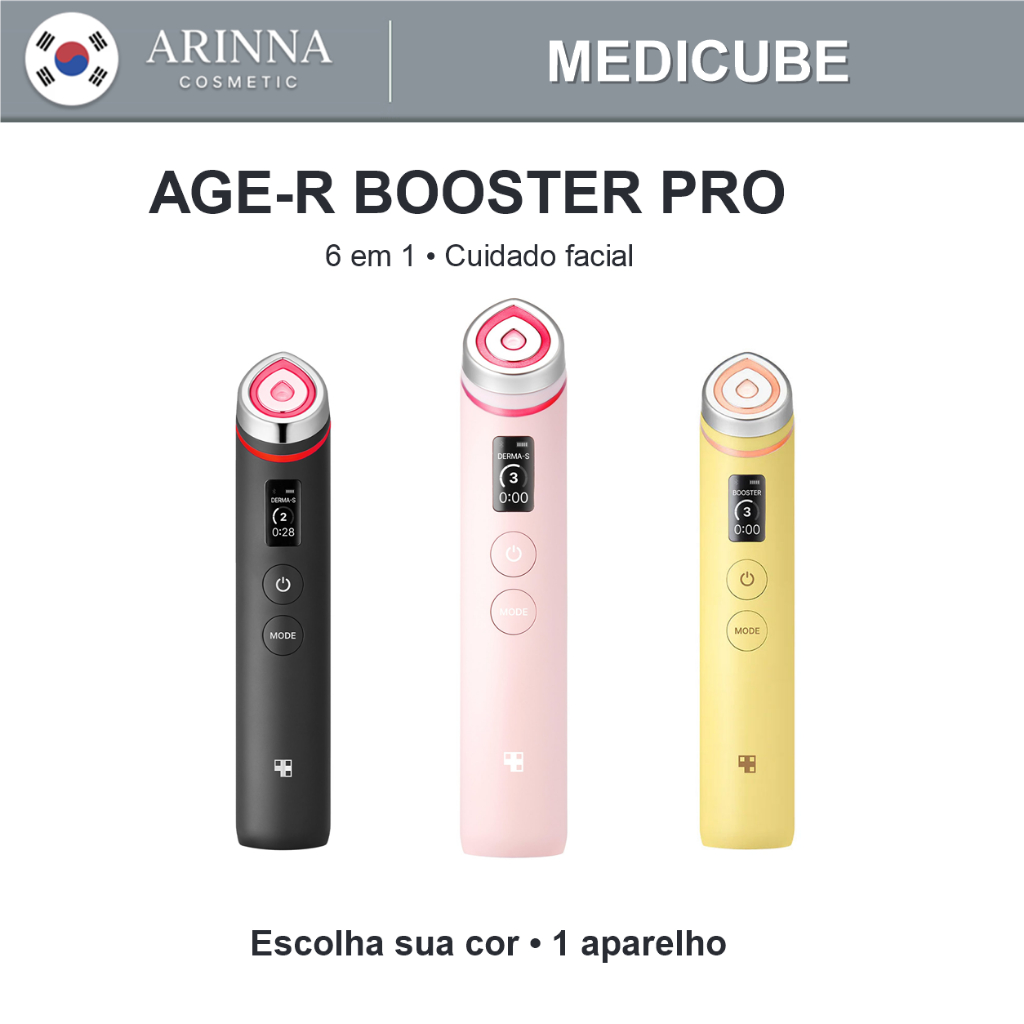Medicube AGE-R Booster Pro 6 em 1 | Aparelho Facial Preto, Rosa ou