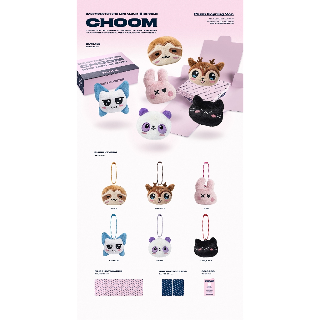 Plush Keyring ver.) BABYMONSTER [CHOOM] 3rd Mini Album (4th May
