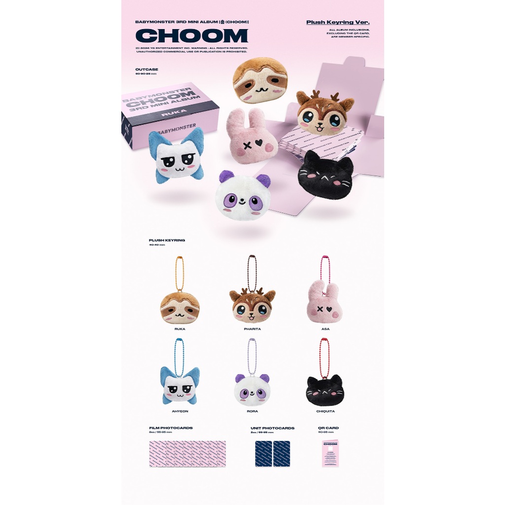 BABYMONSTER ［CHOOM］Plush Keyring 全バージョン BABYMONSTER 3rd MINI ALBUM [CHOOM] Plush Keyring Ver. SET | Shopee