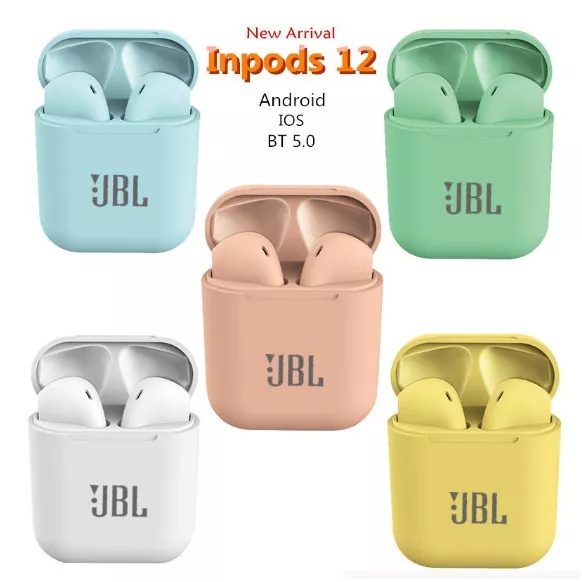 Fone De Ouvido I12 Sem Fio JBL TWS Estéreo Bluetooth para iOS / Android