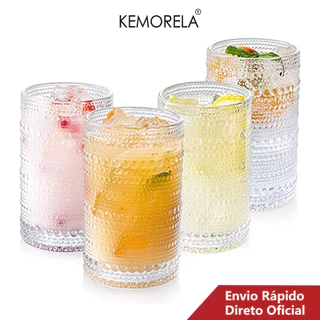 KEMORELA 1PC Copos De 350ML De Vidro Alto Para Bebidas Vintage Crystal Tumblers Clear Embossed Glass Românticos Geladas Copo De Cerveja
