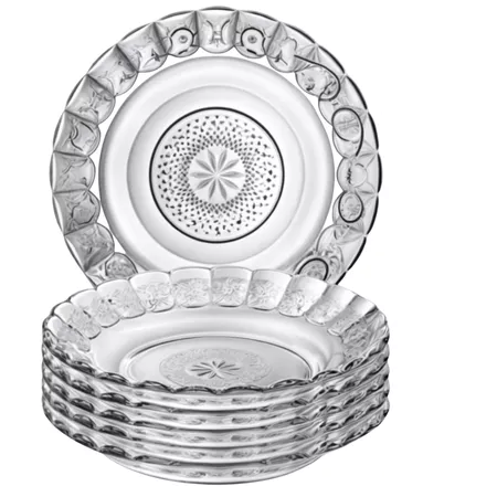Pratos De Vidro Egípcio Fundo Transparente Estrela 22cm Moderno Resistente e Sofisticado