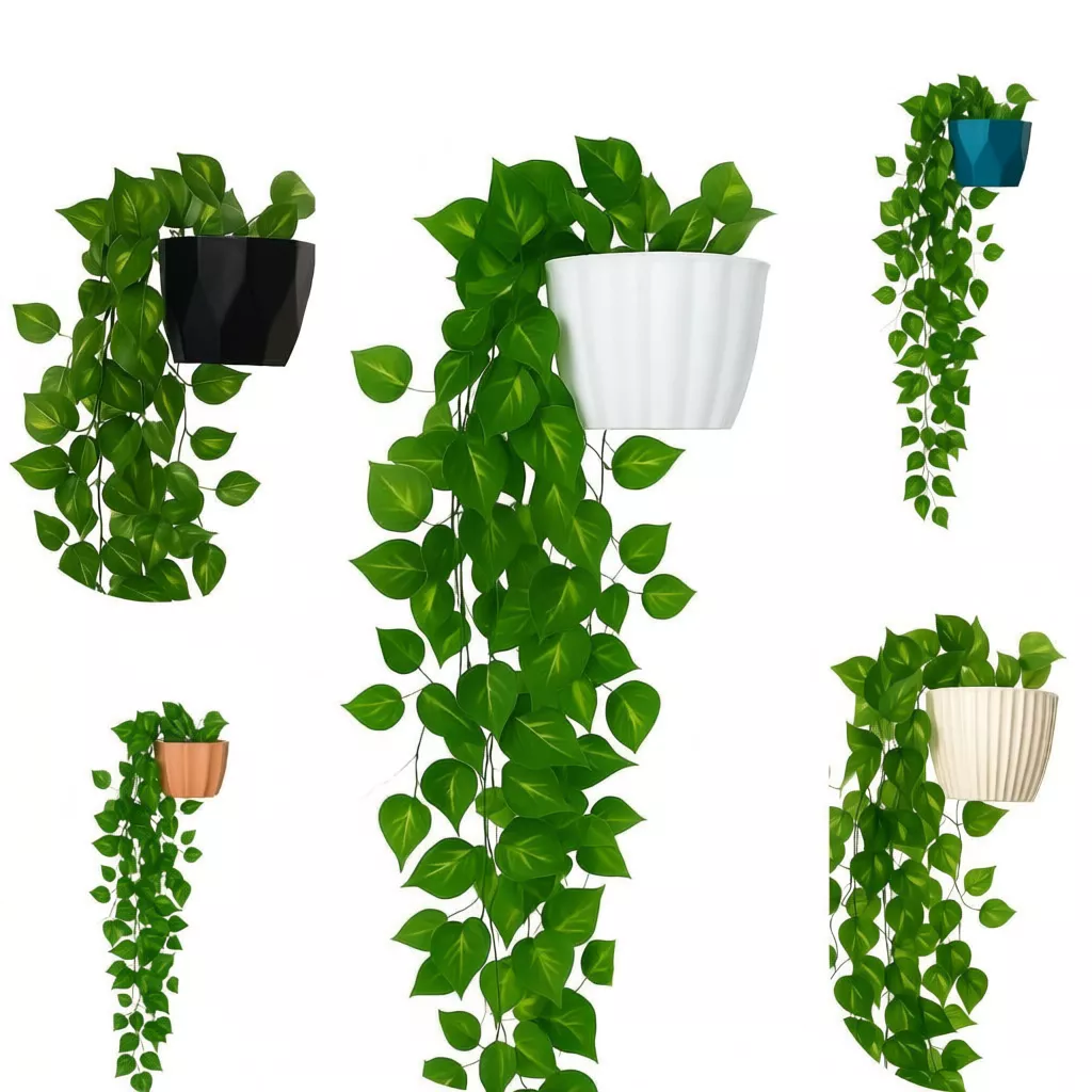 1 Kit Vaso + Planta Pendurada Verde Artificial