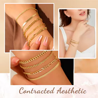 5 peças Pulseiras em Aço Inoxidável Hipoalergênico Não Escurece Aprova D’água