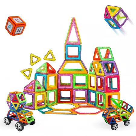 Blocos Magnéticos Infantil Brinquedo Educativo Construção 120 Peças