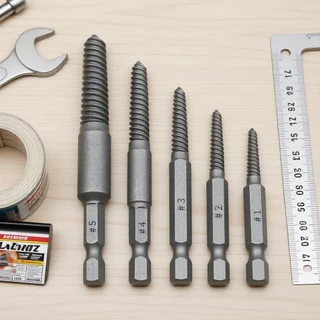 Conjunto Extrator de Parafusos Danificados 5 Peças, Kit Removedor de Parafusos de Aço com Rolamento Hexagonal para