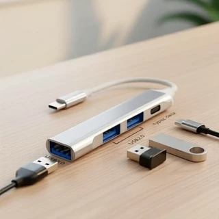 Hub USB 3.0 com 4 Portas Tipo C para Laptops e Smartphones – Dock de Expansão Universal