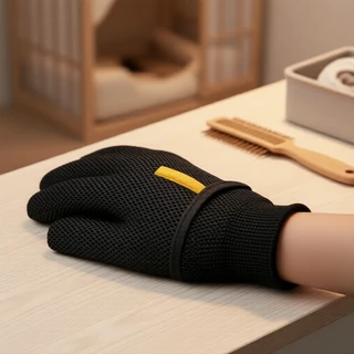 Luva de remoção de pelos de estimação de malha preta ergonômica, luva de limpeza reutilizável e lavável em Oferta na Shopee