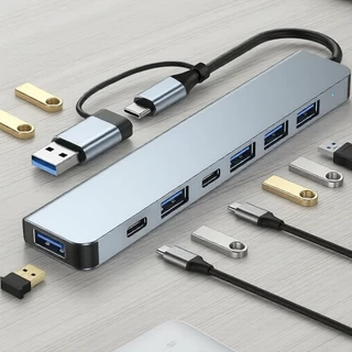 Adaptador Hub Dock 7 em 1 com USB-C e USB-A para MacBook, PC de escritório e laptop em Oferta na Shopee