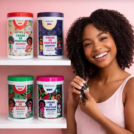 POTES De Creme para Pentear 1KG Cachos Sem Frizz Hidralise Definição Finalizador Cachinhos Kids