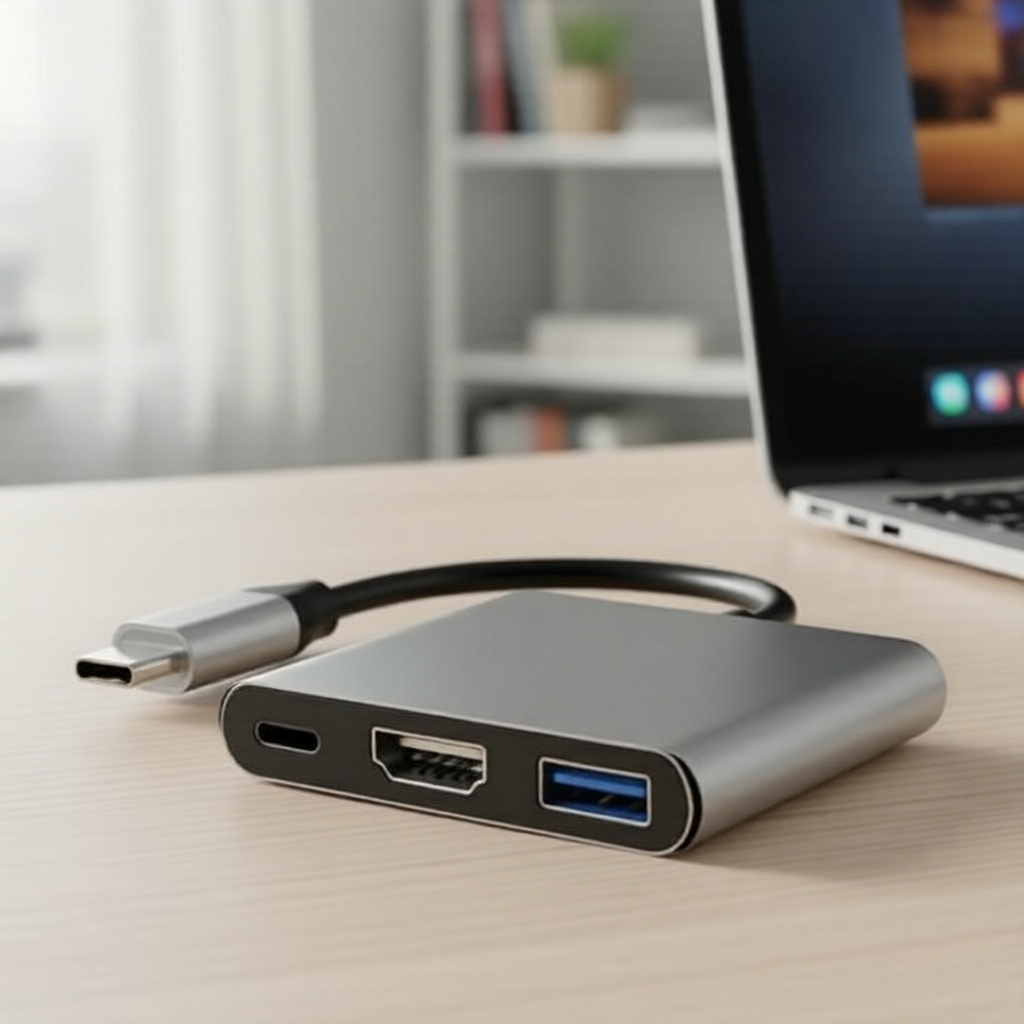 Hub USB C 3 em 1 com Corpo de Alumínio, Saída 4K HD e Carregamento PD ...