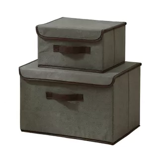 Kit 2 Caixas De Armazenamento Organizadora Dobrável Para Roupas Brinquedos Objetos Tecido TNT