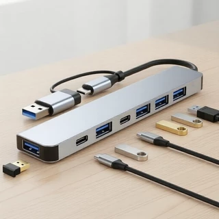 Hub concentrador USB A e C 2 em 1 para Macbook, PC e Laptop em Oferta na Shopee